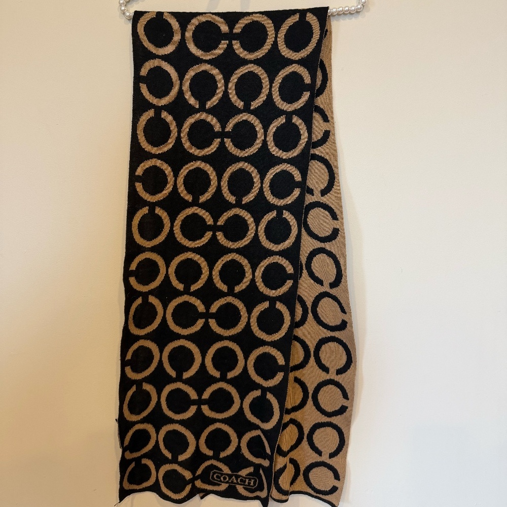 Coach camel and brown logo Signature scarf size 78" x 14"